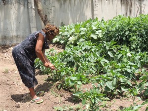 Miriam in her vegetable garden.